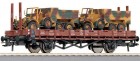 66350 Roco Flat car type R Stuttgart loaded with two Krupp Protze of German Wermacht